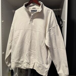 Abercrombie & Fitch Essential Half-Zip Sweater (Buttons) - Cream